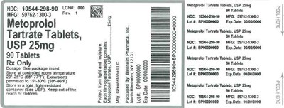25mg 90ct (Label Metoprolol Tartrate Tabs 25mg Bpi(10544 298 90) Greenstone(59762 1300 3) Rev1)